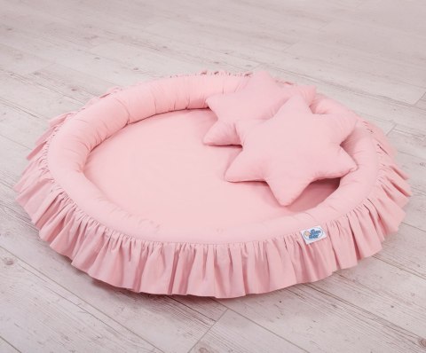 My Sweet Baby Zestaw: baldachim wiszący do pokoju dziecięcego, gniazdko z falbanką, poduszki - brudny róż