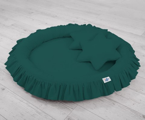 My Sweet Baby Zestaw: baldachim wiszący do pokoju dziecięcego, gniazdko z falbanką, poduszki - butelkowa zieleń