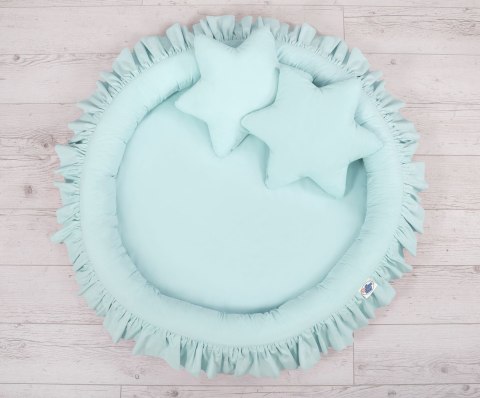 My Sweet Baby Zestaw: baldachim wiszący do pokoju dziecięcego, gniazdko z falbanką, poduszki - jasna mięta