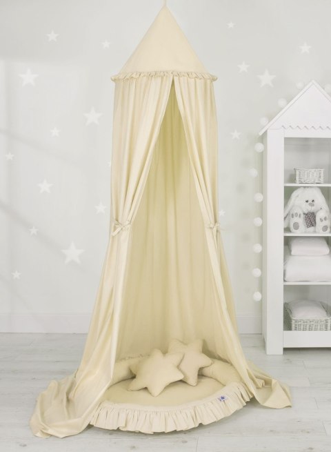 My Sweet Baby Zestaw: baldachim wiszący do pokoju dziecięcego, gniazdko z falbanką, poduszki - kremowy
