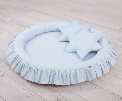 My Sweet Baby Zestaw: baldachim wiszący do pokoju dziecięcego, gniazdko z falbanką, poduszki - niebieski