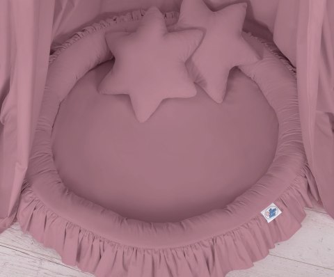 My Sweet Baby Zestaw: baldachim wiszący do pokoju dziecięcego, gniazdko z falbanką, poduszki - róż retro