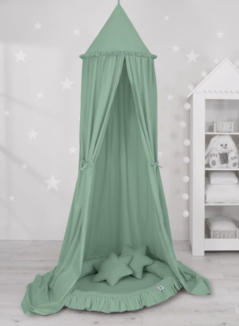 My Sweet Baby Zestaw: baldachim wiszący do pokoju dziecięcego, gniazdko z falbanką, poduszki - szałwia