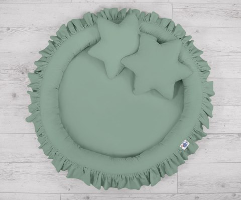 My Sweet Baby Zestaw: baldachim wiszący do pokoju dziecięcego, gniazdko z falbanką, poduszki - szałwia