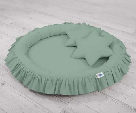 My Sweet Baby Zestaw: baldachim wiszący do pokoju dziecięcego, gniazdko z falbanką, poduszki - szałwia