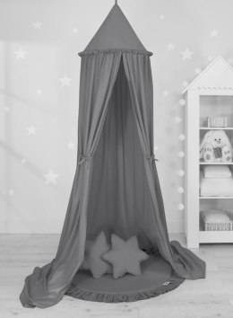 My Sweet Baby Zestaw: baldachim wiszący do pokoju dziecięcego, mata z falbanką, poduszki - antracyt
