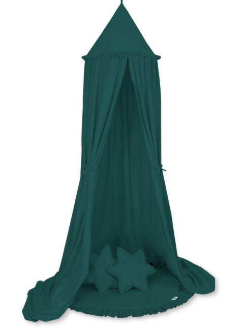 My Sweet Baby Zestaw: baldachim wiszący do pokoju dziecięcego, mata z falbanką, poduszki - butelkowa zieleń