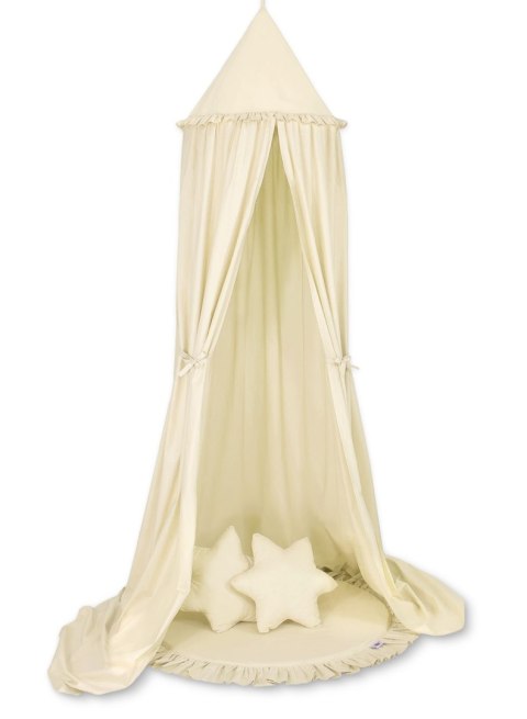 My Sweet Baby Zestaw: baldachim wiszący do pokoju dziecięcego, mata z falbanką, poduszki - kremowy