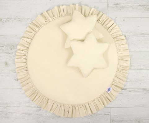 My Sweet Baby Zestaw: baldachim wiszący do pokoju dziecięcego, mata z falbanką, poduszki - kremowy