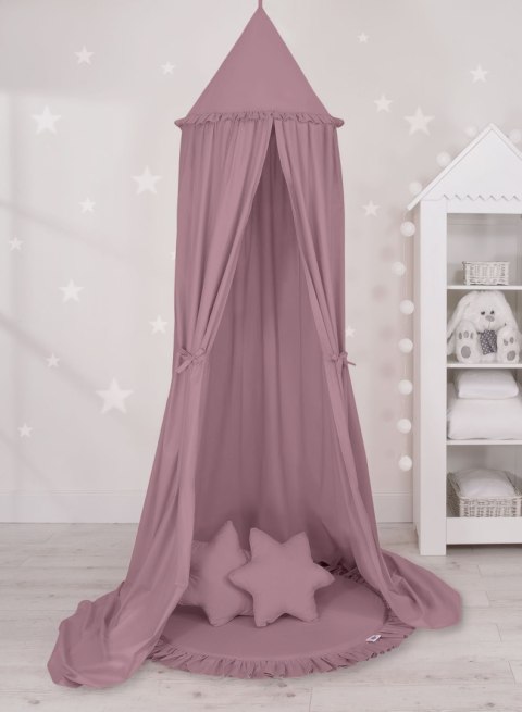 My Sweet Baby Zestaw: baldachim wiszący do pokoju dziecięcego, mata z falbanką, poduszki - róż retro