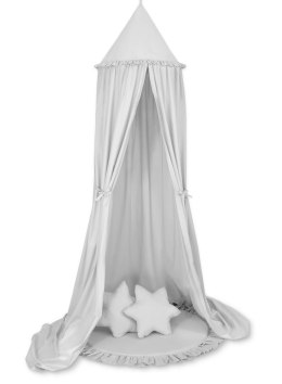 My Sweet Baby Zestaw: baldachim wiszący do pokoju dziecięcego, mata z falbanką, poduszki - szary