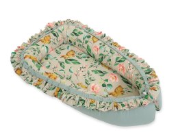 Bobono Kokon niemowlęcy kojec otulacz Premium z falbanką - Rabbit with flowers