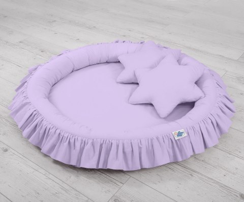 My Sweet Baby Zestaw: baldachim wiszący do pokoju dziecięcego, gniazdko z falbanką, poduszki - fioletowy