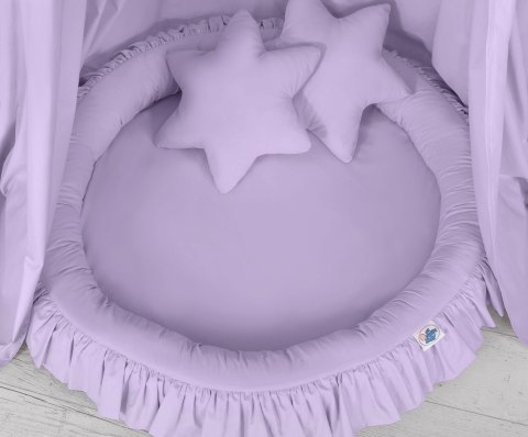 My Sweet Baby Zestaw: baldachim wiszący do pokoju dziecięcego, gniazdko z falbanką, poduszki - fioletowy