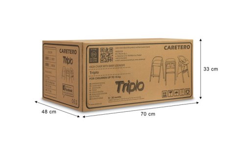 CARETERO KRZESEŁKO DO KARMIENIA 3W1 TRIPLO GREY