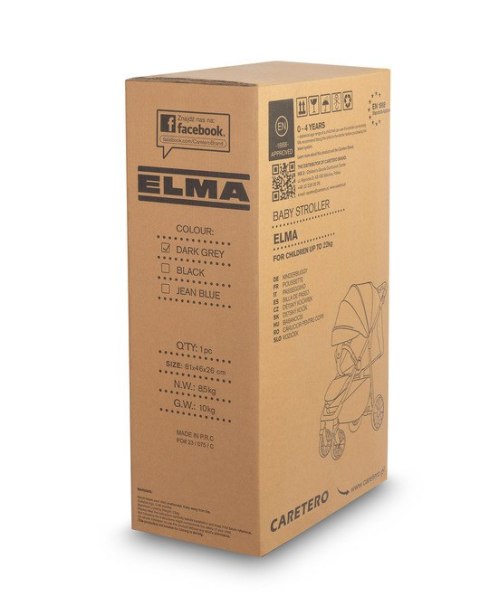 CARETERO WÓZEK SPACEROWY ELMA DARK GREY