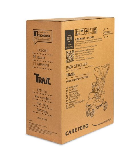 CARETERO WÓZEK SPACEROWY TRAIL BLACK