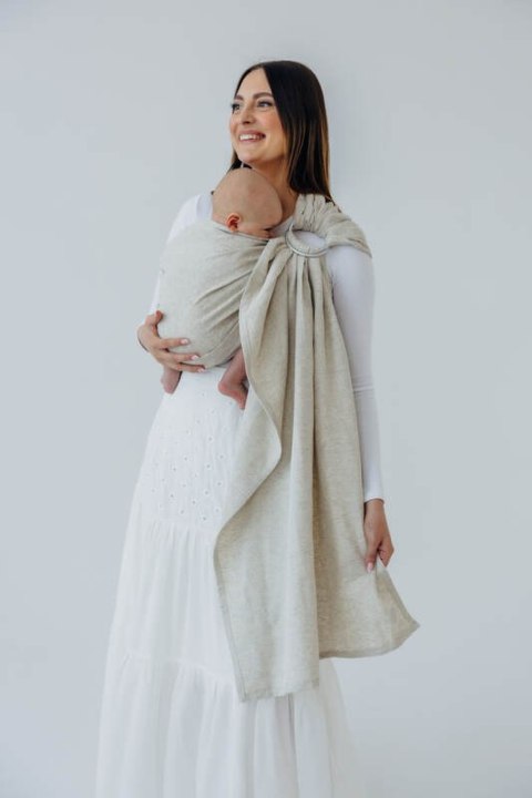 Chusta kółkowa, splot skośno-krzyżowy (50% bawełna, 25% konopie, 25% lyocell), ramię bez zakładek - MARSHMALLOW - standard 1.8m