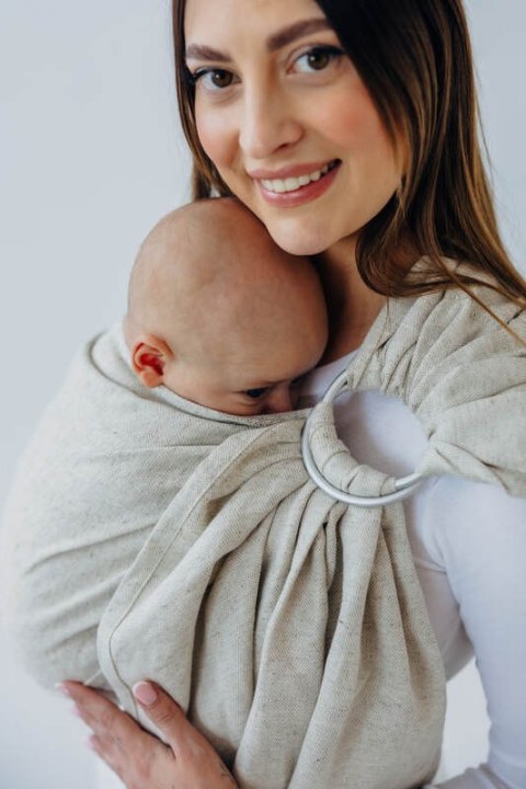 Chusta kółkowa, splot skośno-krzyżowy (50% bawełna, 25% konopie, 25% lyocell), ramię bez zakładek - MARSHMALLOW - standard 1.8m