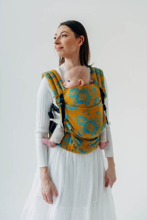 Nosidełko LennyLight z tkaniny żakardowej 100% bawełna , rozmiar standard - RETRO'N'ROSES - ROSARIUM