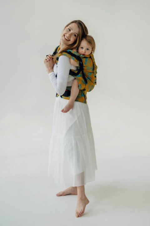 Nosidełko LennyPreschool z tkaniny żakardowej 100% bawełna, rozmiar preschool - RETRO'N'ROSES - ROSARIUM