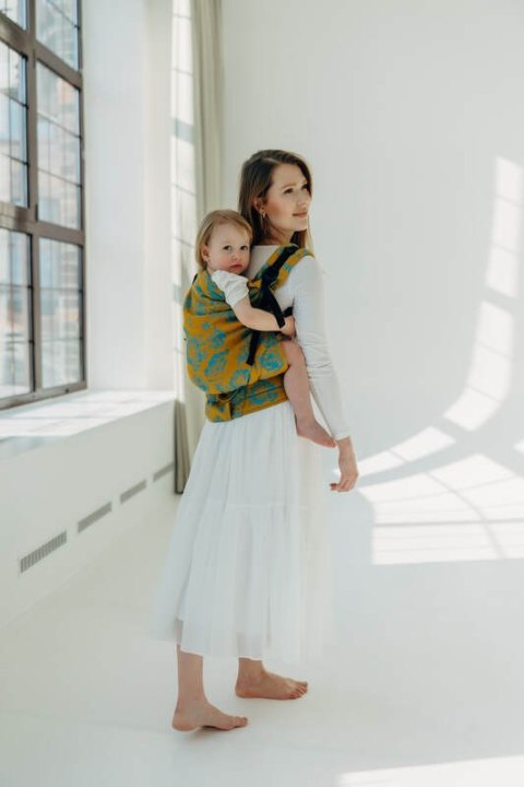 Nosidełko LennyPreschool z tkaniny żakardowej 100% bawełna, rozmiar preschool - RETRO'N'ROSES - ROSARIUM