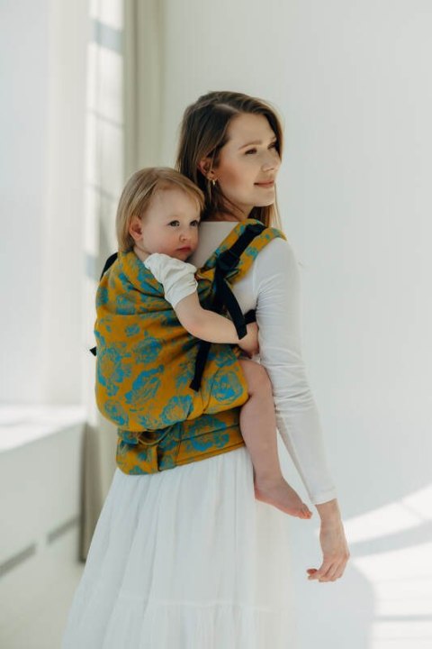 Nosidełko LennyPreschool z tkaniny żakardowej 100% bawełna, rozmiar preschool - RETRO'N'ROSES - ROSARIUM