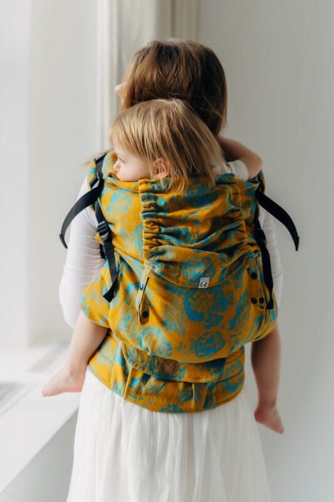 Nosidełko LennyPreschool z tkaniny żakardowej 100% bawełna, rozmiar preschool - RETRO'N'ROSES - ROSARIUM