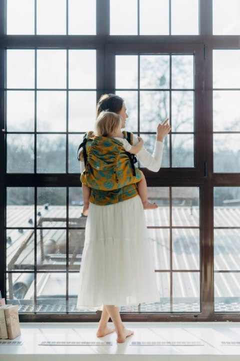 Nosidełko LennyPreschool z tkaniny żakardowej 100% bawełna, rozmiar preschool - RETRO'N'ROSES - ROSARIUM