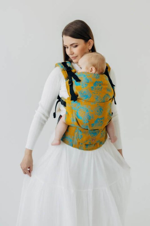 Nosidełko LennyUpGrade PRO z tkaniny żakardowej 100% bawełna , rozmiar standard - RETRO'N'ROSES - ROSARIUM