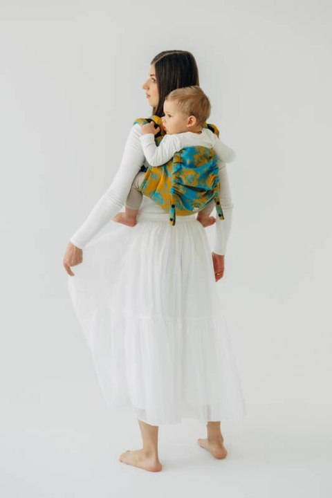 Nosidło Klamrowe Onbuhimo PRO z tkaniny żakardowej (100% bawełna), rozmiar toddler - RETRO'N'ROSES - ROSARIUM