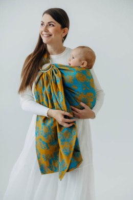 Żakardowa chusta kółkowa do noszenia dzieci, (100% bawełna), ramię bez zakładek - RETRO'N'ROSES - ROSARIUM - standard 1.8m