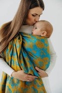 Żakardowa chusta kółkowa do noszenia dzieci, (100% bawełna), ramię bez zakładek - RETRO'N'ROSES - ROSARIUM - standard 1.8m