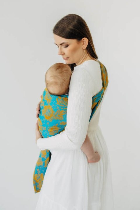 Żakardowa chusta kółkowa do noszenia dzieci, (100% bawełna), ramię bez zakładek - RETRO'N'ROSES - ROSARIUM - standard 1.8m