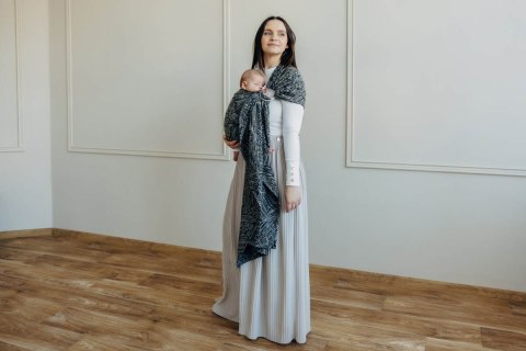 Żakardowa chusta kółkowa do noszenia dzieci, (100% bawełna), ramię bez zakładek - WOLNY DUCH - COCOON - standard 1.8m