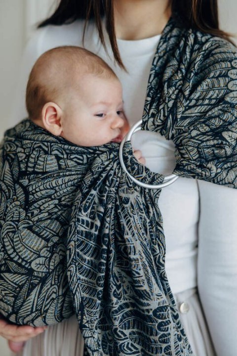 Żakardowa chusta kółkowa do noszenia dzieci, (100% bawełna), ramię bez zakładek - WOLNY DUCH - COCOON - standard 1.8m