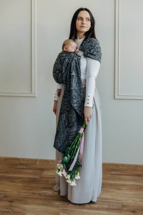 Żakardowa chusta kółkowa do noszenia dzieci, (100% bawełna), ramię bez zakładek - WOLNY DUCH - COCOON - standard 1.8m