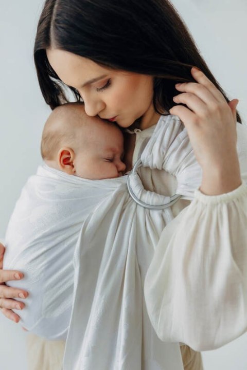 Żakardowa chusta kółkowa do noszenia dzieci, 100% wiskoza bambusowa, ramię bez zakładek - VIRIDIFLORA - MILKY WAY - standard 1.