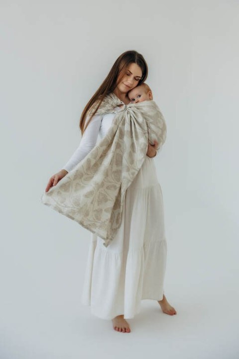 Żakardowa chusta kółkowa do noszenia dzieci (50% bawełna, 25%konopie, 25% lyocell), ramię bez zakładek - VIRIDIFLORA - CONNECT -