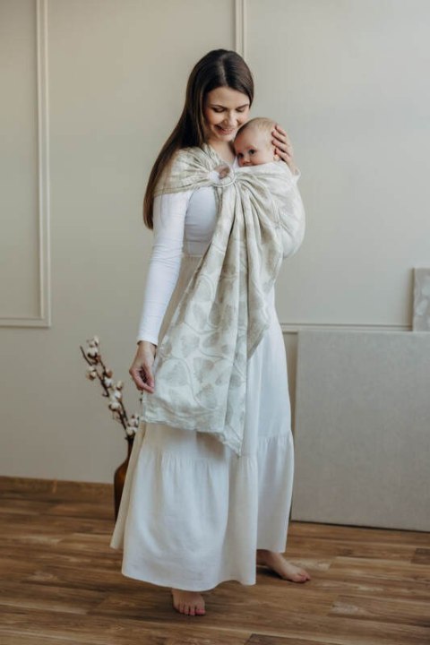 Żakardowa chusta kółkowa do noszenia dzieci (50% bawełna, 25%konopie, 25% lyocell), ramię bez zakładek - VIRIDIFLORA - CONNECT -