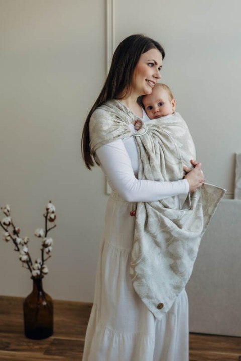 Żakardowa chusta kółkowa do noszenia dzieci (50% bawełna, 25%konopie, 25% lyocell), ramię bez zakładek - VIRIDIFLORA - CONNECT -