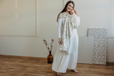 Żakardowa chusta kółkowa do noszenia dzieci (50% bawełna, 25%konopie, 25% lyocell), ramię bez zakładek - VIRIDIFLORA - CONNECT -
