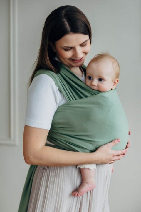 Chusta do noszenia dzieci, elastyczna - Sage - rozmiar standardowy 5.0 m