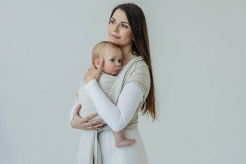 Chusta do noszenia dzieci, tkana splotem skośno-krzyżowym (50% bawełna, 25% konopie, 25% lyocell) - AIRY - rozmiar L