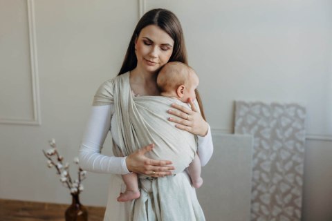 Chusta do noszenia dzieci, tkana splotem skośno-krzyżowym (50% bawełna, 25% konopie, 25% lyocell) - AIRY - rozmiar L