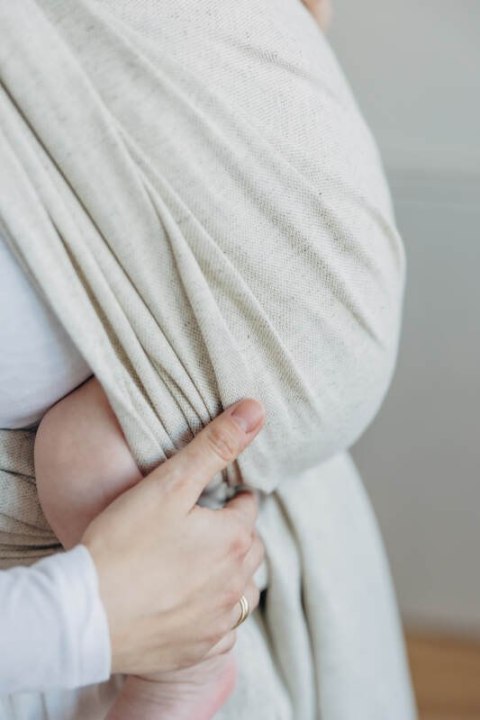 Chusta do noszenia dzieci, tkana splotem skośno-krzyżowym (50% bawełna, 25% konopie, 25% lyocell) - AIRY - rozmiar M