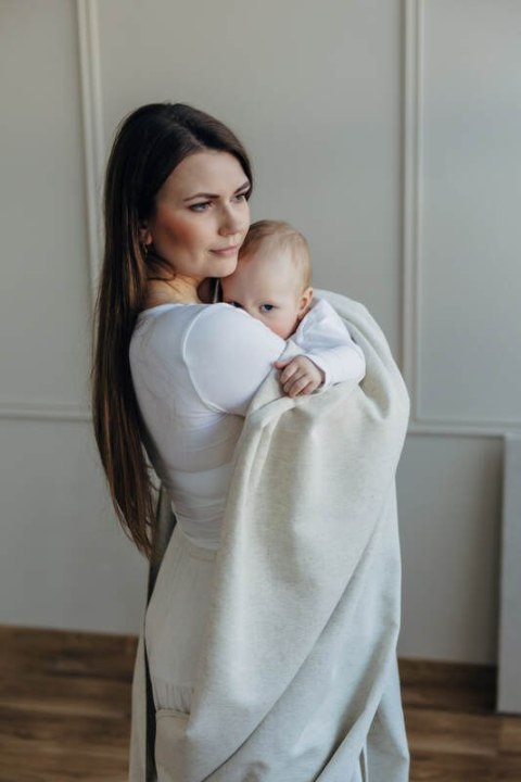 Chusta do noszenia dzieci, tkana splotem skośno-krzyżowym (50% bawełna, 25% konopie, 25% lyocell) - AIRY - rozmiar S