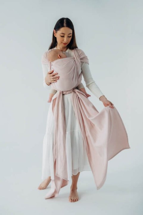 Chusta do noszenia dzieci, tkana splotem skośno-krzyżowym (50% bawełna, 50% wiskoza bambusowa) - MARSHMALLOW - rozmiar L