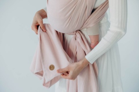 Chusta do noszenia dzieci, tkana splotem skośno-krzyżowym (50% bawełna, 50% wiskoza bambusowa) - MARSHMALLOW - rozmiar L