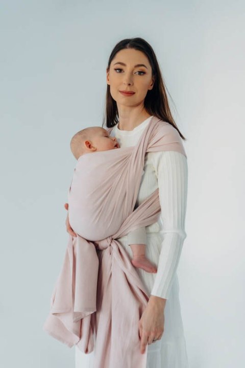 Chusta do noszenia dzieci, tkana splotem skośno-krzyżowym (50% bawełna, 50% wiskoza bambusowa) - MARSHMALLOW - rozmiar L